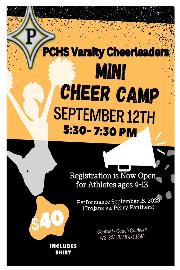 PCHS Varsity Cheerleaders mini cheer camp flyer