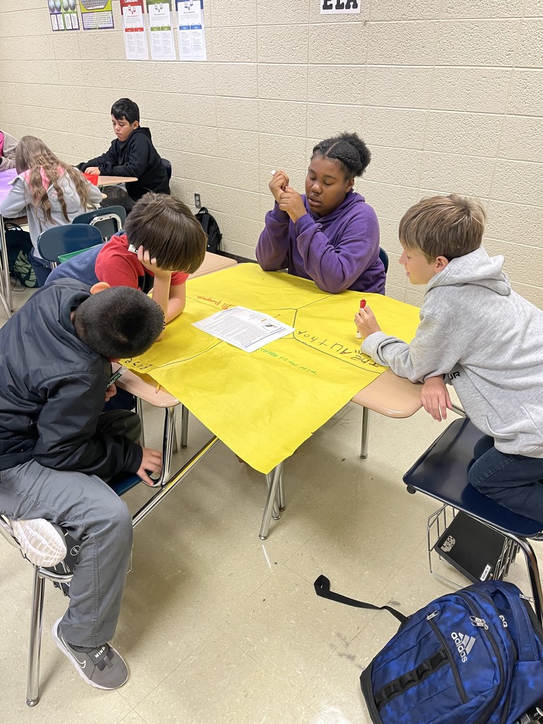 Students working on placemat